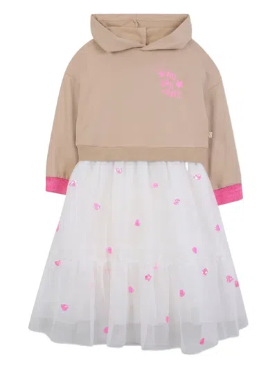 Billieblush Kids' Hooded Tulle Dress In Brown