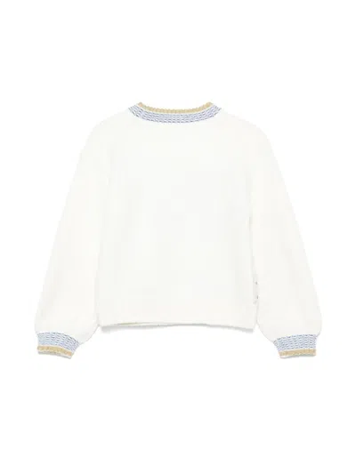 Billieblush Kids' Intarsia-logo Sweater In White