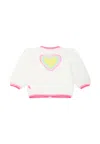 Billieblush Ivory Cardigan For Baby Girl With Hearts In White