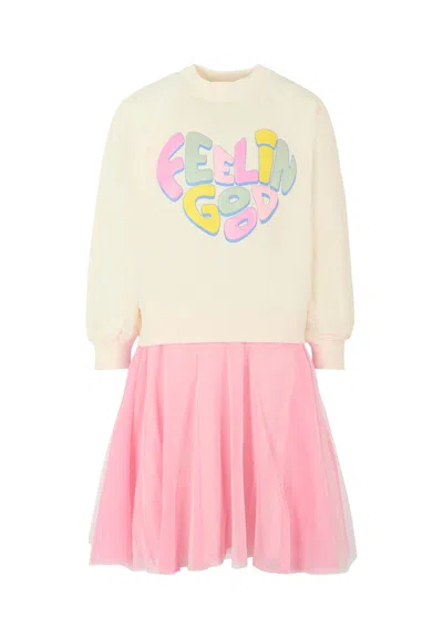 Billieblush Kids' Ivory Dress For Girl With Writing In Neutral