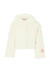 Billieblush Ivory Faux Fur Coat For Girl With Patch In White