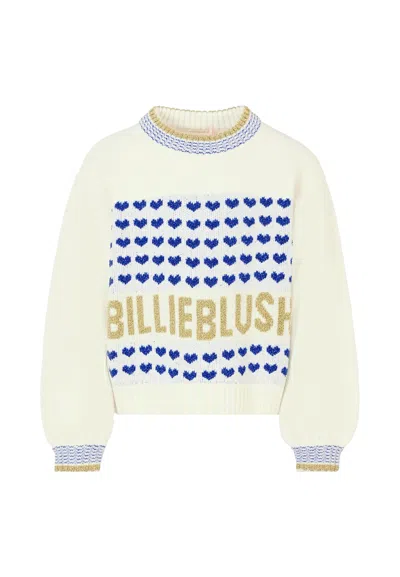Billieblush Kids' Ivory Sweater For Girl With Logo In White