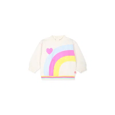 Billieblush Ivory Sweatshirt For Baby Girl With Rainbow