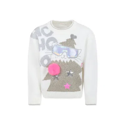 Billieblush Kids' Ivory Sweatshirt For Girl Christmas Tree In White