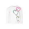 Billieblush Ivory T-shirt For Girl With Hearts In Ivory
