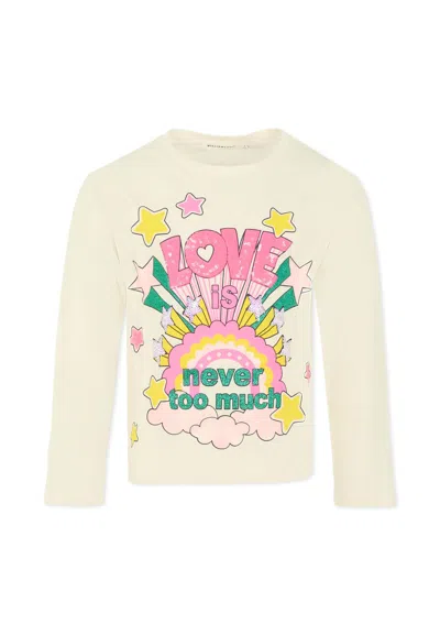 Billieblush Kids' Ivory T-shirt For Girl With Stars In White