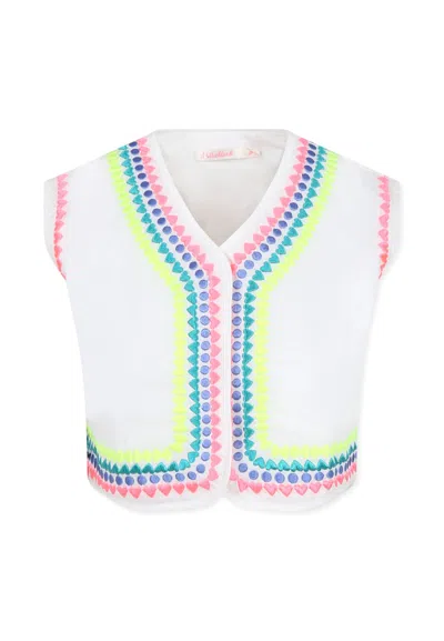 BILLIEBLUSH IVORY VEST FOR GIRL WITH EMBROIDERY