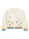 Billieblush Heart-motifs Sequin-embellished Knit Cardigan In Ivory