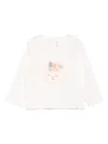 Billieblush Lamb-applique Long-sleeve Top In Neutral