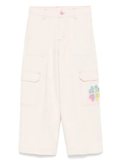 Billieblush Kids' Logo-appliqué Trousers In Beige