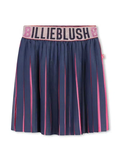 Billieblush Kids' Logo Pleated Skirt In Blue