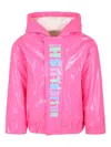 Billieblush Shiny Fuchsia Raincoat For Girl With Logo In Pink