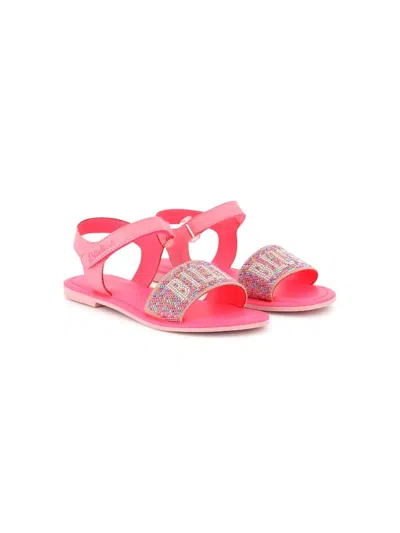 Billieblush Kids' Logo Rhinestone Sandals In Pink
