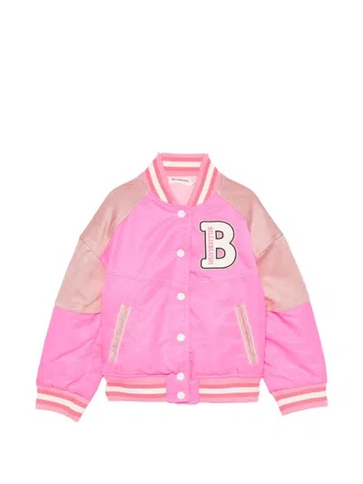 Billieblush Kids' Logo-patch Panelled Jacket In Pink