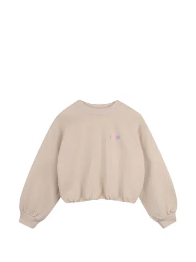 Billieblush Kids' Logo-print Elasticated-hem Sweater In Neutral