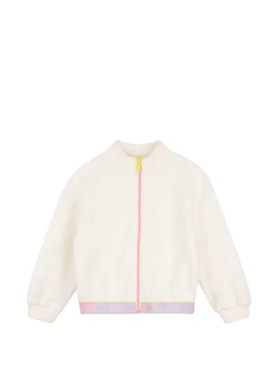 Billieblush Kids' Logo-tape Zip-up Cardigan In White