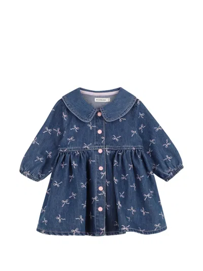 Billieblush Babies' Long-sleeve Bow-print Dress In Blue