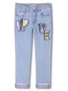Billieblush Love-embroidered Jeans In Blue