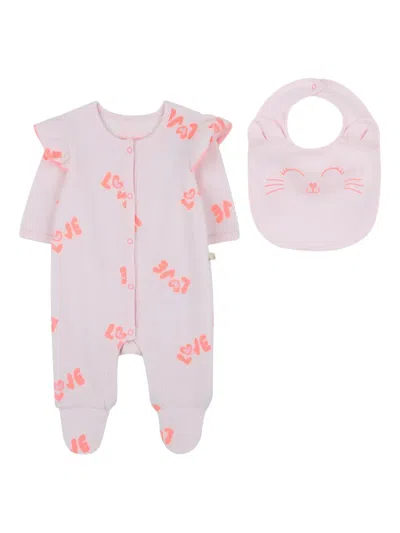 Billieblush Love-print Babygrow Set In Pink