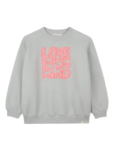 Billieblush Kids' Love Slogan Sweatshirt In Gray