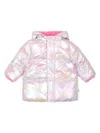 Billieblush Metallic Puffer Jacket In Pink