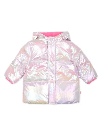 Billieblush Babies' Metallic Puffer Jacket In Pink