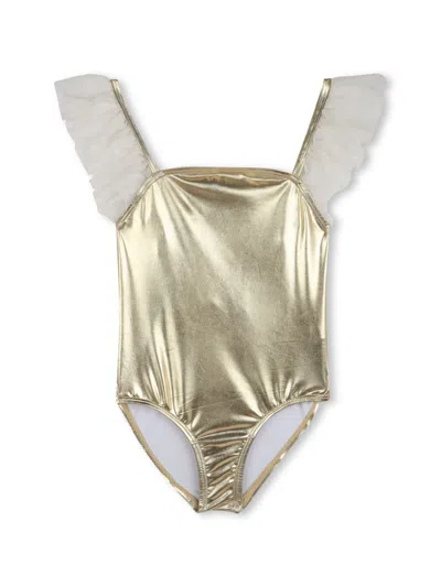 Billieblush Kids' Metallic Swimsuit In Gold