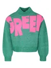 Billieblush Green Turtleneck For Girl With Writing In Green
