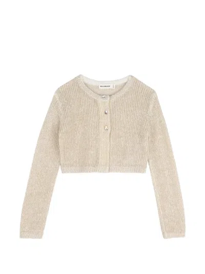Billieblush Kids' Metallic-effect Cardigan In Neutral