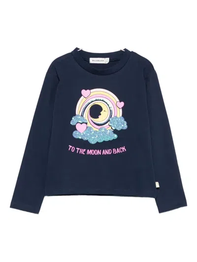 Billieblush Kids' Moon Rainbow Sequin Top In Blue