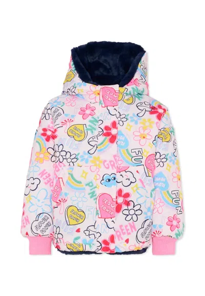 Billieblush Kids' Multicolor Reversible Down Jacket For Girl With Print