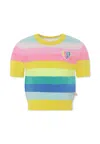 Billieblush Girls Yellow Cotton Knit Striped Sweater In Multicolor