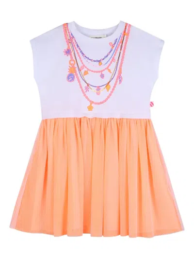 Billieblush Kids' Necklace-print Short-sleeved Dress In Multi