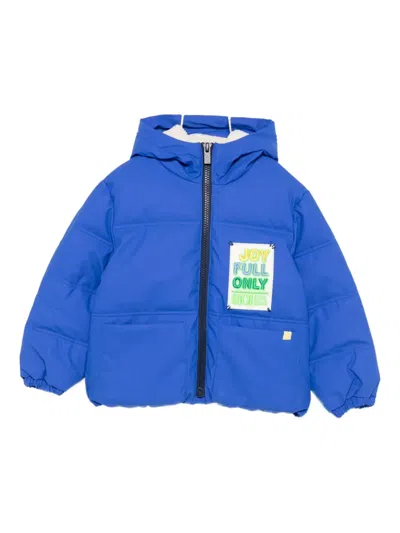 Billieblush Kids' Quilted Panelled Hooded Jacket In Blue