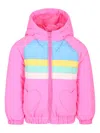 Billieblush Fuchsia Down Jacket For Girl With Hearts In Pink