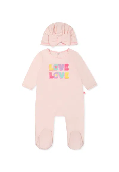 Billieblush Pink Babygrow Set For Baby Girl With Writing