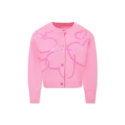 BILLIEBLUSH PINK CARDIGAN FOR GIRL WITH LOGO