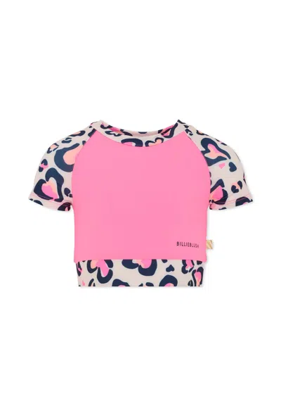 Billieblush Kids' Pink Crop Top For Girl With Heart Print