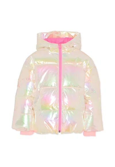 Billieblush Kids' Pink Down Jacket For Girl With Logo