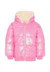 Billieblush Pink Down Jacket For Girl With Sequins In Pink
