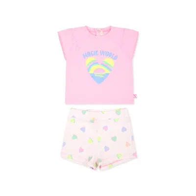 Billieblush Pink Suit For Baby Girl With Hearts