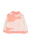 Billieblush Pink Sweater For Baby Girl With Clouds In Pink