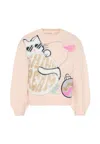 Billieblush Pink Sweater For Girl With Cat In Pink
