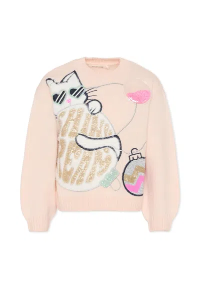 Billieblush Kids' Pink Sweater For Girl With Cat