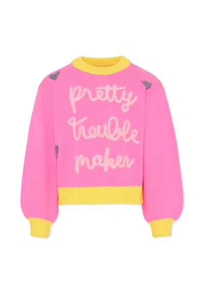 Billieblush Kids' Pink Sweater For Girl With Hearts