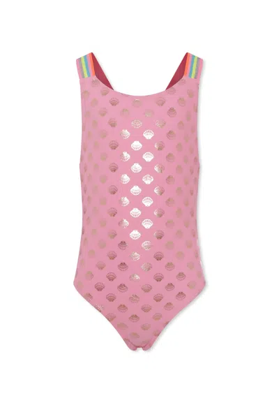 Billieblush Kids' Pink Swimsuit For Girl With Shells
