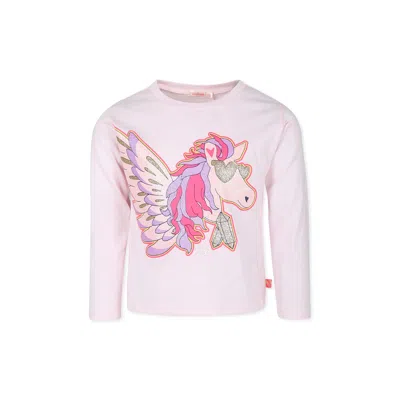 Billieblush Kids' Pink T-shirt For Girl With Unicorn In Rosa