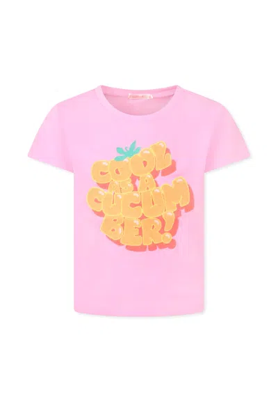 Billieblush Kids' Pink T-shirt For Girl With Writing