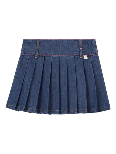 Billieblush Kids' Pleated Denim Skirt In Blue