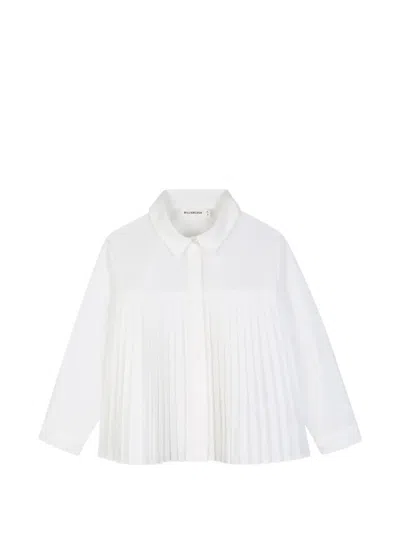 Billieblush Kids' Pleated Long-sleeve Blouse In White